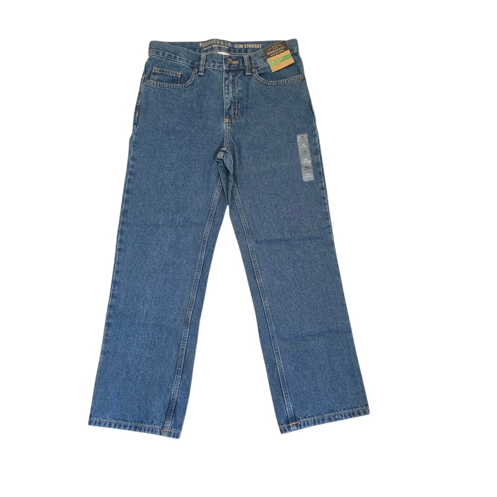 Roebuck & Co Slim Straight Leg Blue Denim Jean Adjustable Waist  Boy Sz 12 Husky